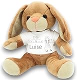 Kilala Hase Kuscheltier zur Einschulung, Personalisiertes Plüschtier mit T-Shirt, Geschenk zur Schultüte, 21 cm, Schulkind Mädchen
