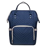 KAUKKO Wickelrucksack für Babys, Reisetasche für Babys mit Wickelunterlage, permanenter Mama-Rucksack Mom Bag mit 3 isolierten Taschen (mediterran, blau01-4)