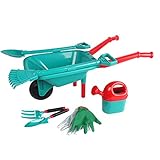 Gartenset für Kinder mit Schubkarre 7 TLG. Kinder Gartengeräte Garten Spielzeug incl. Giesskanne, Gartenhandschuhe, Spaten, Rechen, Schaufel und Handforke Gartenwerkzeug Set