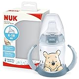 NUK First Choice+ Trinklernflasche | 6–18 Monate | 150 ml | Temperature Control Anzeige | Anti-KoliK-Ventil | Ergonomische Griffe | BPA-frei | Disney Winnie Puuh (blau)