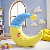 TRAVELKNOT Mondkissen Gelb Mond Kissen Niedliches Mondform Kuscheltier Flauschige Plüschtier Dekor Weihnachten Geburtstags Geschenk for Kind Jungen