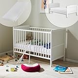 Babybett mitwachsend mit Matratze Kinderbett Gitterbett Beistellbett 60x120 Rausfallschutz Baby Kleinkind Kinder Bett komplett Set höhenverstellbar & herausnehmbare Sprossen Holz in weiß