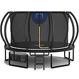 Devoko Outdoor Trampolin mit Basketballkorb & Sicherheitsnetz - 150 kg Maximalgewicht - Ø 228/305/366/427 cm - Robuster Garten-Trampolinspaß für Kinder und Erwachsene