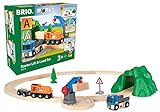 BRIO World 33878 - Starterset Güterzug mit Kran - Der ideale Einstieg in die BRIO Holzeisenbahn - Empfohlen für Kinder ab 3 Jahren