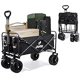 Century Star Bollerwagen Faltbar mit Bremse,Bollerwagen Strand,Gartenwagen,150I großes Fassungsvermögen bis 150 kg Tragkraft,All Terrain Bollerwagen (Schwarz)