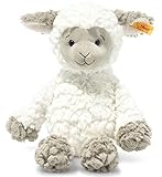 Steiff Lita Lamm weiß-braungrau 30 cm, Soft Cuddly Friends, weiches Stofftier Schaf, strukturiertes Plüschfell, Kuscheltier für Jungen, Mädchen & Babys ab 0 Monaten