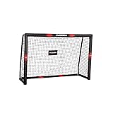 HUDORA Fussballtor Pro Tect - Aluminium Torwand für Kinder und Erwachsene - Fussball Tor für Garten / Outdoor - Schwarz / Rot