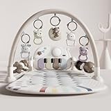 JOVOW Piano-Gym Spieldecke Baby 0-36 Monate, Krabbeldecke für Baby mit Musik und Lichtern, Babyspielmatte mit Spielbogen abnehmbarem Babyspielzeug Geeignet, Geschenk für Kleinkinder 0-36 Monate