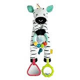 Fehn Spielzeug Baby Bean Bag Zebra - Motorikspielzeug mit Perlenring - Spieltier mit Greif Elementen - Kinderbett Babyspielzeug zum Greifen & Fühlen - Kuscheltier für Babys & Kleinkinder ab 0+ Monaten