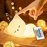 Nachtlicht Kinder Nachtlicht Baby, 16 Farben+Fernsteuerung+Stilllicht Dimmbar Nachttischlampe Kinder,USB Wiederaufladbar Baby Nachtlicht Dimmbar Katzen Deko, Nachtlicht Mädchen Nachtlampe Kinderzimmer