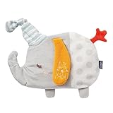 Fehn 053210 Wärmetier Elefant – Traubenkernsäckchen in niedlicher Elefanten-Optik mit 'Glow-in-the-dark' Bestickung – Für Babys und Kleinkinder ab 0+ Monaten – Größe: 21 cm