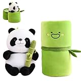 Bocguy Panda Kuscheltier Stofftier, 26cm Panda Plüsch-Plüschtier, Panda mit Sitzendem Bambus-Plüsch Versteckt für Jungen und Mädchen