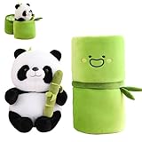 Bocguy Panda Kuscheltier Stofftier, 26cm Panda Plüsch-Plüschtier, Panda mit Sitzendem Bambus-Plüsch Versteckt für Jungen und Mädchen