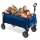 TIMBER RIDGE Bollerwagen Faltbar XXL Strandwagen mit Seitentasche Getränkehalter verstellbarem Griff,Transportwagen für Alle Gelände,Draussen Camping Einkaufen, 100kg Belastbarkeit