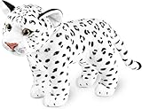 BRUBAKER Leopard Kuscheltier - 30 cm Stofftier - Baby Plüschtier Raubkatze Stehend - Kinder Plüsch Spielzeug - Weiß