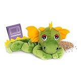 Habibi Plush Wärmekissen/Stofftier f. Kinder und Erwachsene – 1814 Glücksdrache grün mit Hirsefüllung, Wärmekuscheltier zum Erwärmen in der Mikrowelle/Backofen, ideal auch für Babys