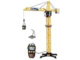 Dickie Toys 201139013 Giant Crane, elektrischer Spielzeug Kran, ferngesteuert, für Kinder ab 3 Jahren, 100 cm hoch, mit Lasthaken, Seilwinde, Eimer und Schaufel