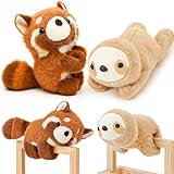 2 Stück Plüsch Koala Roter Panda Schnapparmband(20cm) Kinder Spielzeug ab 3 Jahre,Koala & Roter Panda Kuscheltier, Animal Slap Bracelets Geschenke für Mädchen Junge