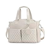 Lmbabter Wickeltasche mit Wickelstation, multifunktional, mit verstellbarem Schulterriemen, Beige, Einheitsgröße