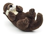 Uni-Toys - Otter Rückenschwimmer - Fell und Füllmaterial aus recyceltem Material - 26 cm (Länge) - Plüsch-Otter - Plüschtier, Kuscheltier, HW-90000