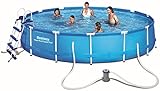 Bestway Frame Pool Steel Pro, Set mit Filterpumpe und Zubehör, 457 x 91 cm, blau