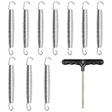 ZONADAH Packung mit 10 Stück 17,8 cm Federn mit kostenlosem T-Haken für Trampolin, Doppelhaken, strapazierfähig, rostbeständig, Trampolinteile aus verzinktem Stahl, einfacher Austausch