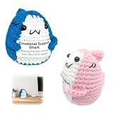 VARKAGE 2 Stück Häkelhai-Geschenk, Positive Geschenke, Gehäkeltes Emotionales Unterstützungstier, Geschenke für Frauen, Mutmacher Geschenk, Glücksbringer Prüfung Geschenk für Haifischliebhaber