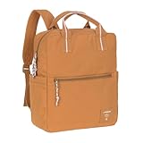 LÄSSIG Baby Wickelrucksack Wickeltasche mit Wickelunterlage und Kinderwagenbefestigung wasserabweisend/Little One & Me Square Backpack Big caramel