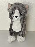 LILLEPLUTT - Stofftier, Plüsch-Katze, grau-weiß - 21cm