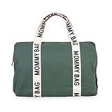 Childhome, Mommy Bag, Wickeltasche, Kliniktasche, Reisetasche, großes Fassungsvermögen, Wickelauflage, verstellbarer Schultergurt, unterteilt, Isoliertasche, Durchgang für Koffer, Grün, Signature