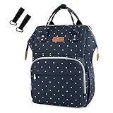 Baby Wickelrucksack Wickeltasche Multifunktional Mama Rucksack Wasserdicht Segeltuch Stoffe Kein Formaldehyd mit 2 Kinderwagen-haken(Welle Blau)