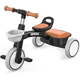 SEREED Dreirad ab 2-5 Jahre, Kleinkinder Spielzeug, Geschenk für Mädchen Junge 2+ Jahren, Einstellbar Laufrad Kinderdreirad (Schwarz)