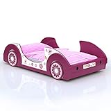 Deuba Kinderbett Holz 90x200cm Gestell mit Lattenrost Rausfallschutz pink weiß Mädchenbett Autobett Jugend Bett Kinderzimmer