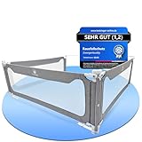 Zwergenbuddy® NEU Rausfallschutz Boxspringbett (200x200cm) [8-teiliges Bettschutzgitter Set] Stabilitätsstange & Zwischenraumschutz – Bettgitter ist Laborgeprüft & Schadstofffrei