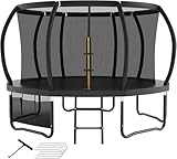 Devoko Trampolin Outdoor Ø 228/305/366/427 cm, vom TÜV Rheinland GS-Zertifikat, Kindertrampolin Gartentrampolin mit Sicherheitsnetz, Rundes Riesentrampolin mit Leiter und Schuhbeutel