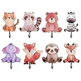 Haelyze 8 Stück Kleiderhaken Kinder, Garderobenhaken Kinder,Selbstklebendes Holzernes Kindergarderobe Haken, Wandhaken Kinders Für Schlafzimmer Badezimmer Wohnzimmer