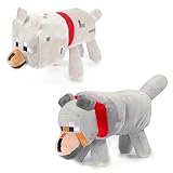 IOSCDH Mine craf-t Kuscheltier 35cm & 18cm,2 Stück Mine craf-t Wolf Plüsch Toy,Wolf Plüschtiere Charaktere Puppe，Home Dekor Cartoon Stofftier Spielzeug Gefüllte für Fans Kinder und Spielbegeisterte