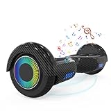ELEKGO Hoverboard 6,5 Zoll mit Bluetooth-Lautsprecher Selbstbalancierender Roller, Bunter Motor, LED-Leuchten für Kinder (Carbon-Black)