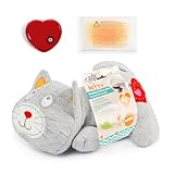 ALL FOR PAWS Plüsch-Herzschlag Kitty Spielzeug mit warmer Tasche, weiches Kuschelspielzeug für Kätzchen, gefülltes Katzenspielzeug zur Trennung, Angstlinderung & Einschlafhilfe