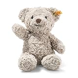 Steiff Soft Cuddly Friends Honey Teddybär hellgrau 28 cm, Teddy aus flauschigem Plüsch, Grau