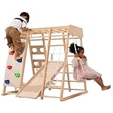 Giant bean klettergerüst Indoor, Mittelgroßer Indoor-Spielplatz, Klettergerüst für Kinder im Alter von 2 bis 5 Jahren, Kleinkinder-Kletterspielzeug 8-in-1 mit Rutsche, Kletterwand, Kletterseil