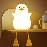 Lightzz Nachtlicht für Kinder, süße Enten-Nachttischlampe aus Silikon für Kinderzimmer, ABS SIL, Touch-Steuerung, tragbar und wiederaufladbar, dimmbar, Geburtstags-Weihnachtsgeschenke für Jungen und M