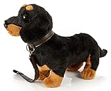 Uni-Toys - Dackel mit Leine, stehend - 28 cm (Länge) - Plüsch-Hund, Haustier - Plüschtier, Kuscheltier, HT-30154