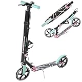RAVEN Scooter Roller Tretroller Kickscooter für Kinder Erwachsene |klappbar | höhenverstellbar | Tragegurt | Klingel | Flaschenhalter (Estelle mit Handbremse, 200mm)