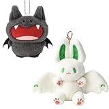 KRYMXAR Fledermaus Kuscheltier, Halloween Stofftier, 2er Set mit Schlüsselanhänger, Weiches Plüschtier für Kinder, Fledermaus Deko für Halloween Party und ganzjährige Wohnaccessoires