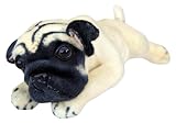 Wagner 1037 - Plüschtier Hund Mops - liegend - 40 cm - Kuschelhund Stofftier