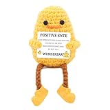 NUUOTP Pocket Hug Positive Ente Gehäkelte Kreative Strickwolle Ente Puppe Glücksbringer Geschenke Duck Mutmacher Geschenk Gute Besserung Geschenk Positive Duck Plush Mut Mach Geschenke