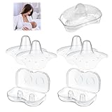 4 Stücke Stillhütchen Brusthütchen aus Silikon - Brustwarzenschutz für Stillprobleme, Inkl. Etui - Alternative zu Medela & MAM (2er Pack, Größe L)