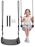 Fionrziy Schaukel Garten,Rutschfester Kinderschaukel Outdoor Indoor,Höhenverstellbare Kinderschaukel Schaukelsitz mit 2er Hängematte Gurte und 2er Karabinern,bis 100 kg Belastbar,Schwarz