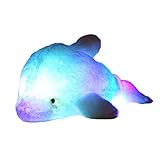 Zinsale 7 Farbwechsel LED aufhellen Gefülltes Delphin Spielzeug Plüsch Kissen Plüschtiere Nachtlicht (Blau, 45cm)